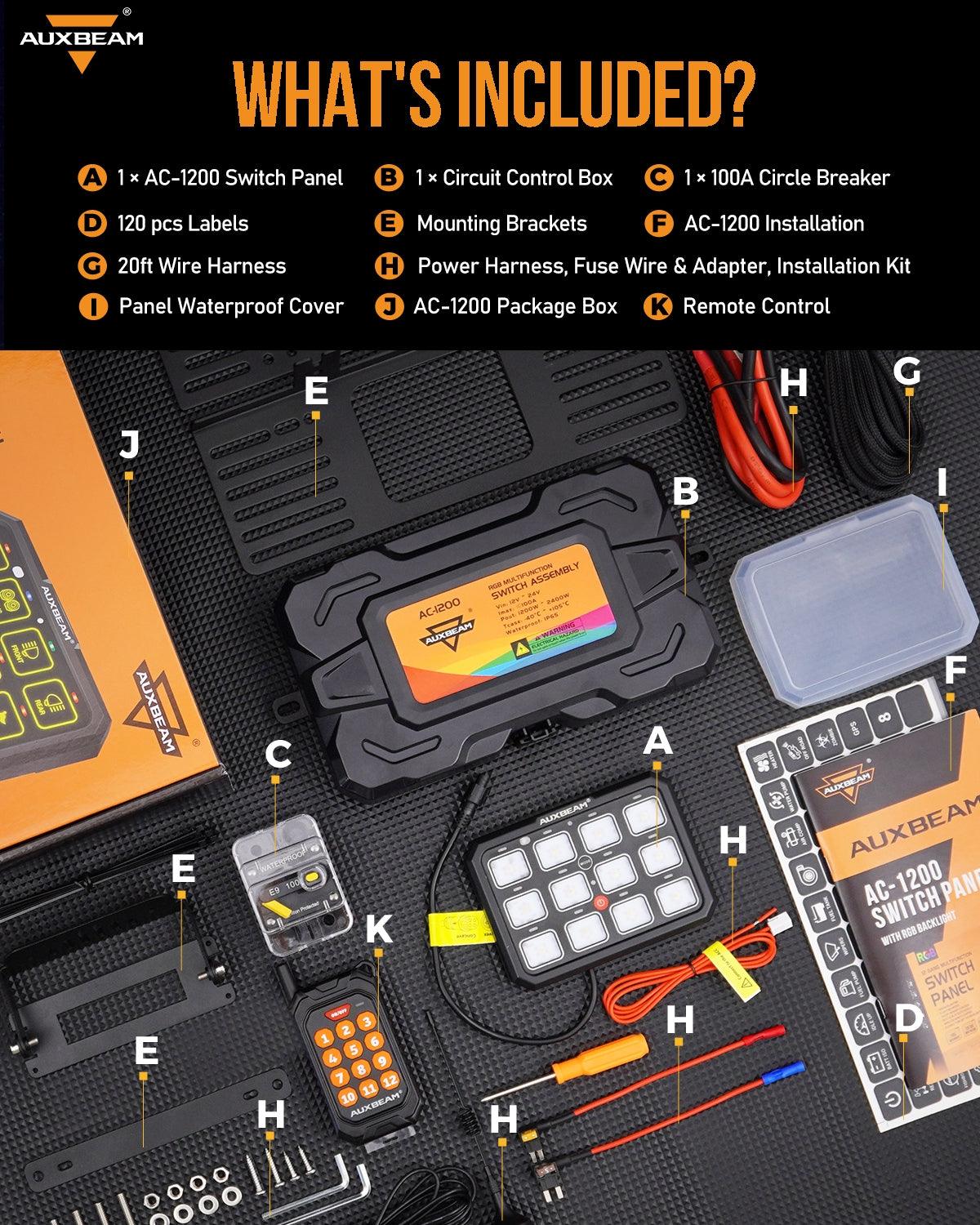 Auxbeam RGB 12 Gang switch panel