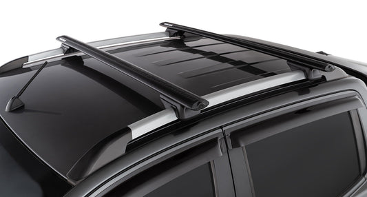 Nissan Navara (post facelift) NP300 4dr Ute Dual Cab (With Roof Rails) 21 On Vortex RX Black 2 Bar Roof Rack