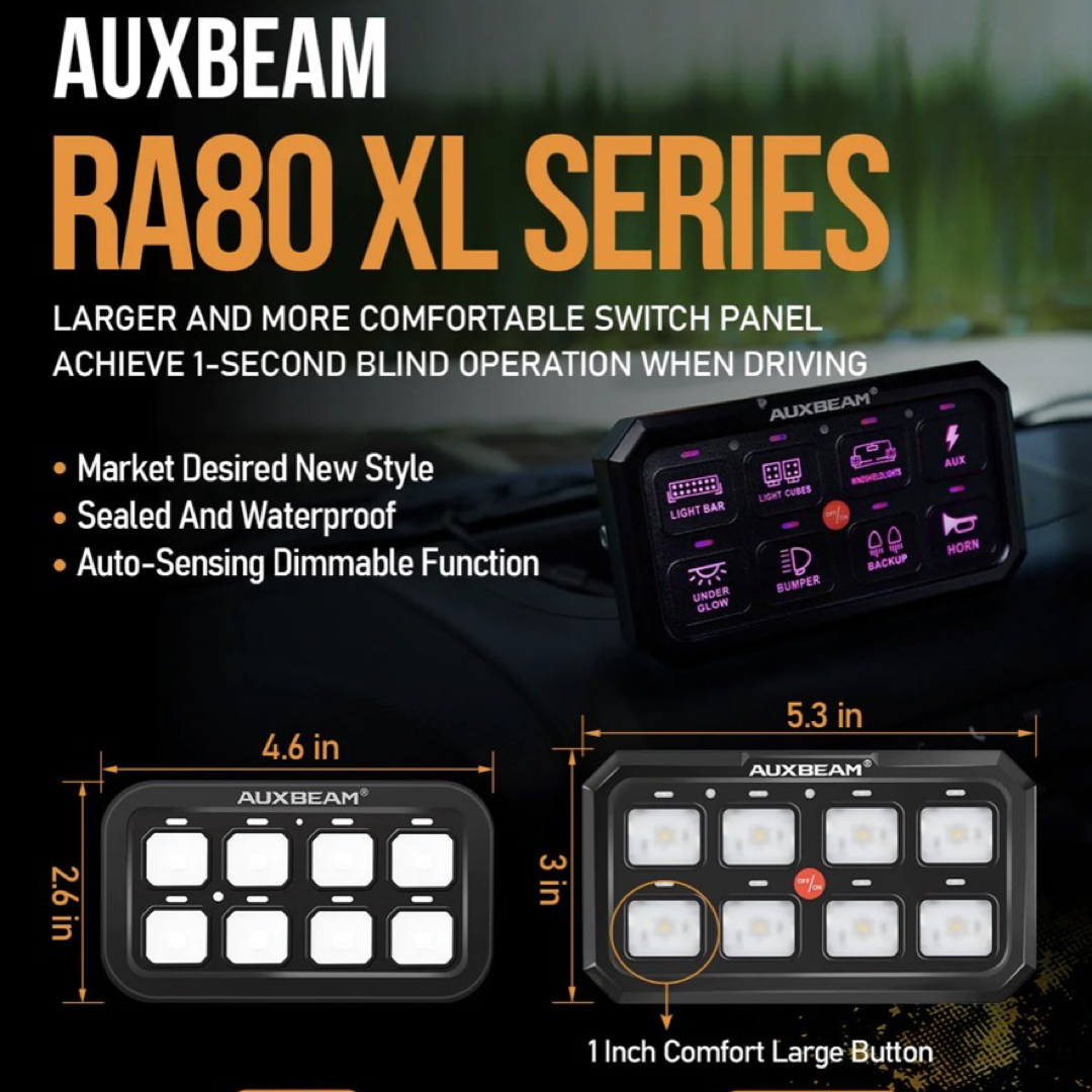 Auxbeam RGB 8 Gang switch panel