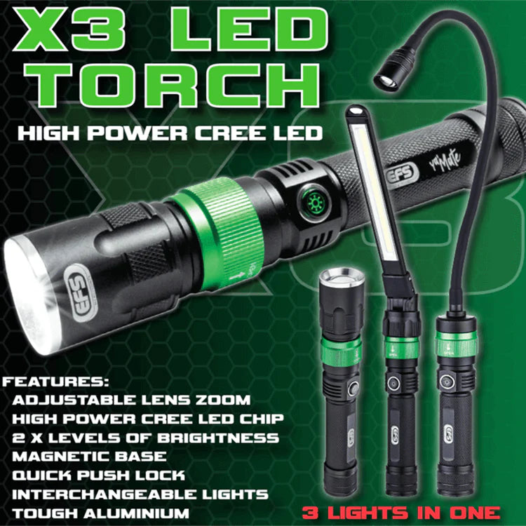 Ya'mate Range X3 LED Torch with interchangeable heads EFS PRE ORDER