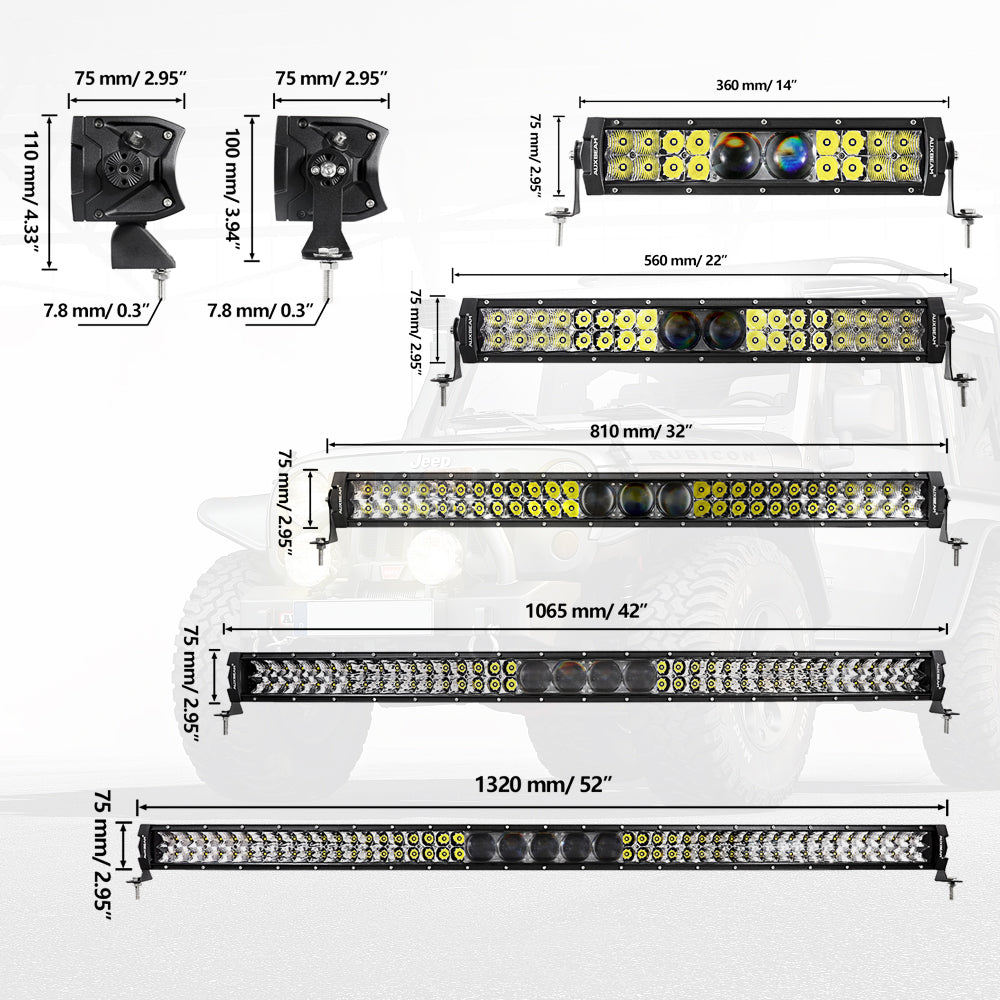 14" 5D-PRO Series Light Bar 12000LM