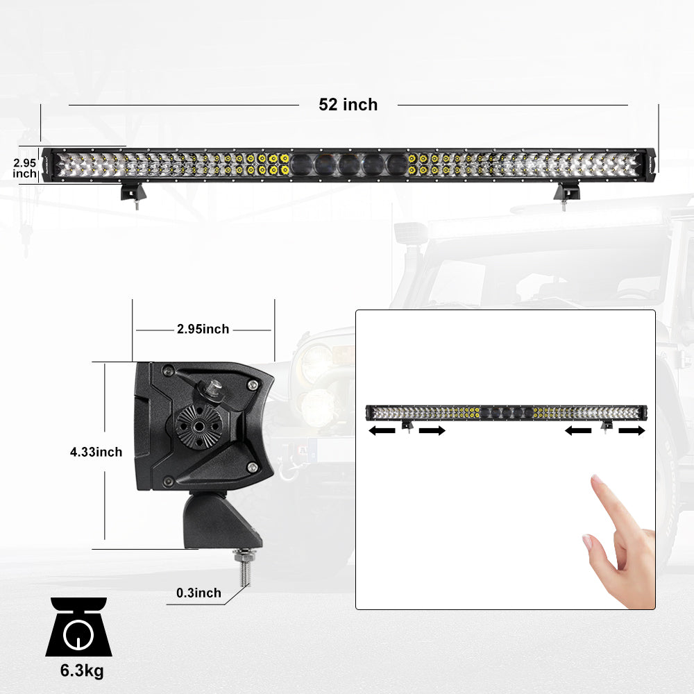 52" 5D-PRO Series Light Bar 55,000LM