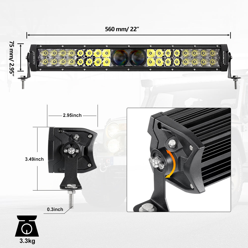 22" 5D-PRO Series Light Bar 22000LM