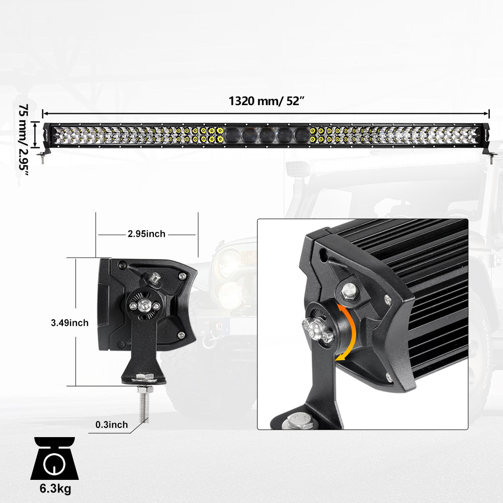 52" 5D-PRO Series Light Bar 55,000LM