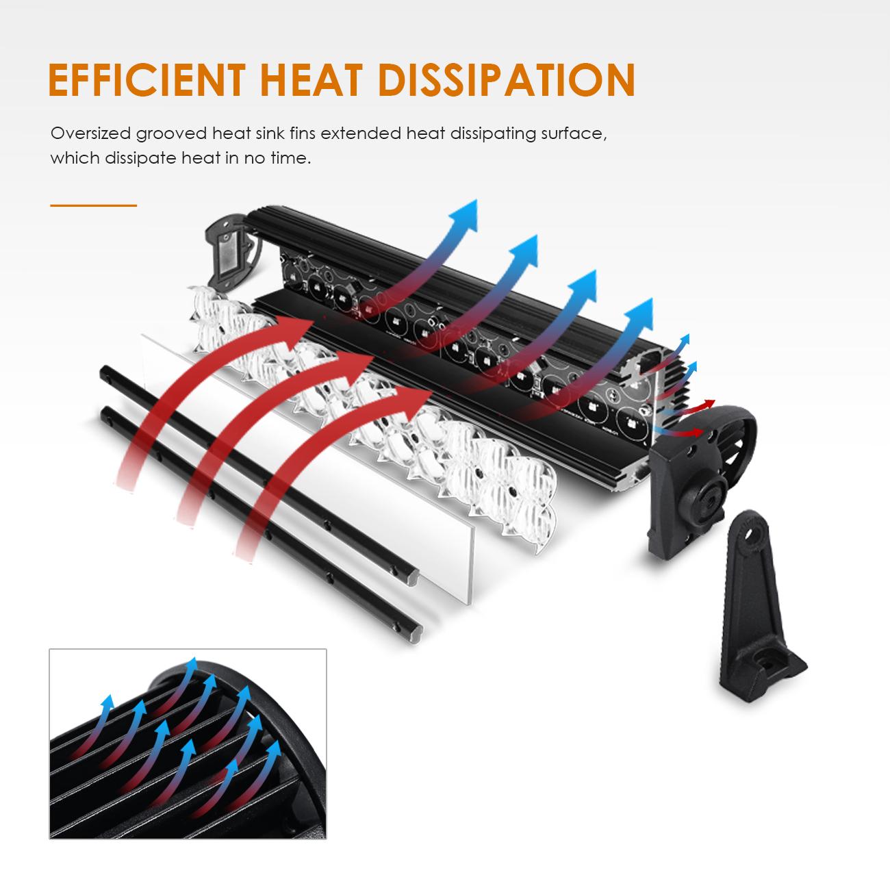 22" Straight LED CREE Light Bar 5D Lens 12,000LM efficient heat dissipation