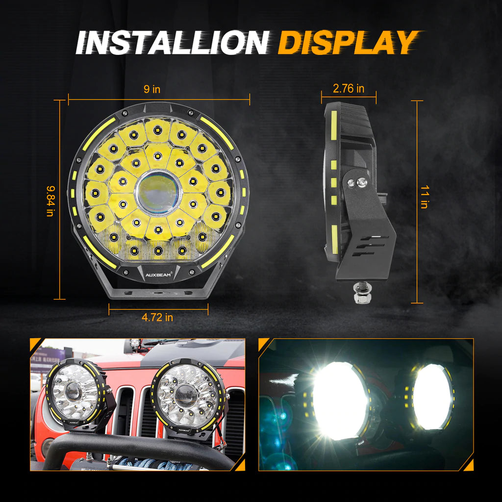 9" 360-PRO Series LED Driving Lights 270W 37776LM