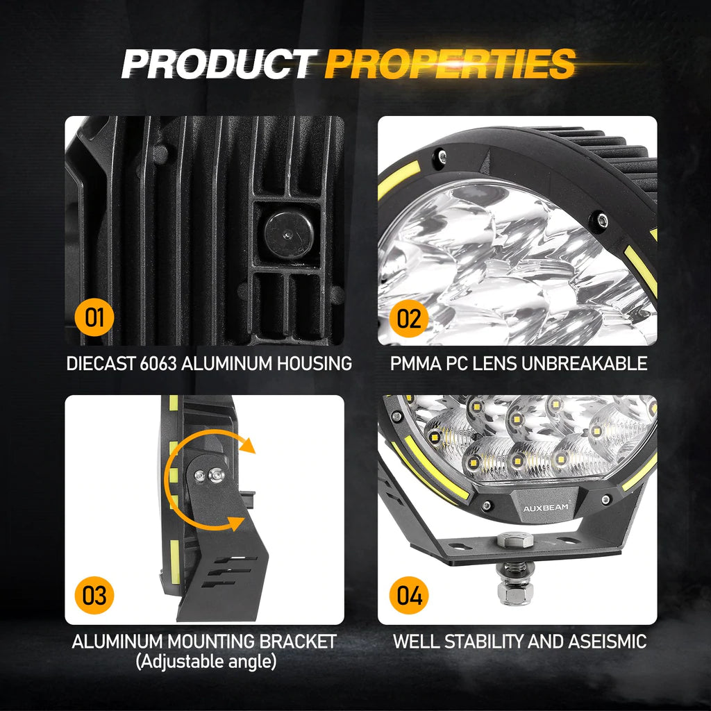 9" 360-PRO Series LED Driving Lights 270W 37776LM