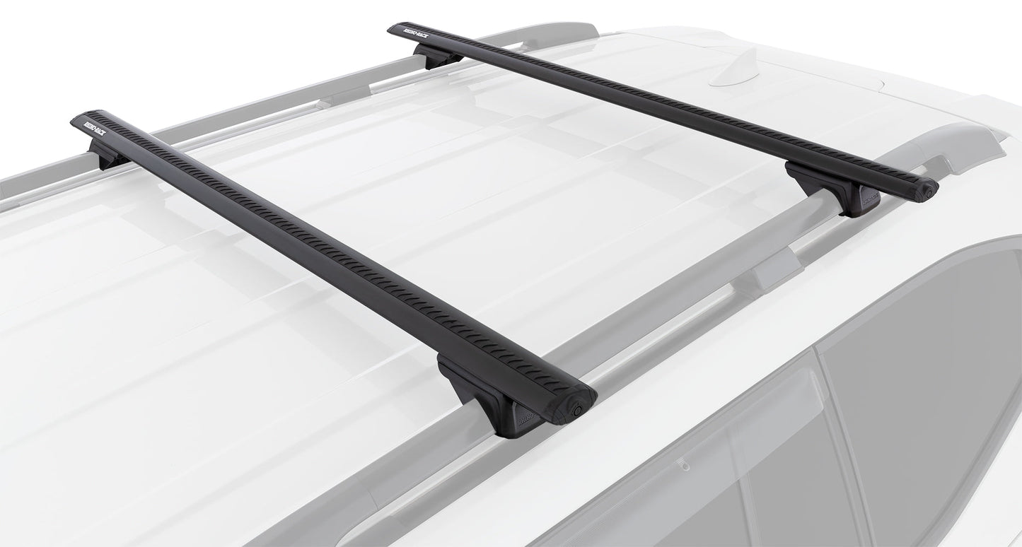 Toyota LandCruiser 300 Series 5dr 4WD With Raised Rail 22 On Vortex RX Black 2 Bar Roof Rack