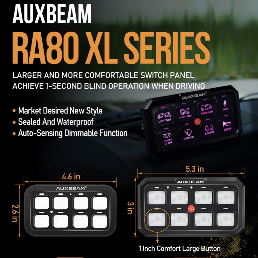 Auxbeam RGB 8 Gang switch panel