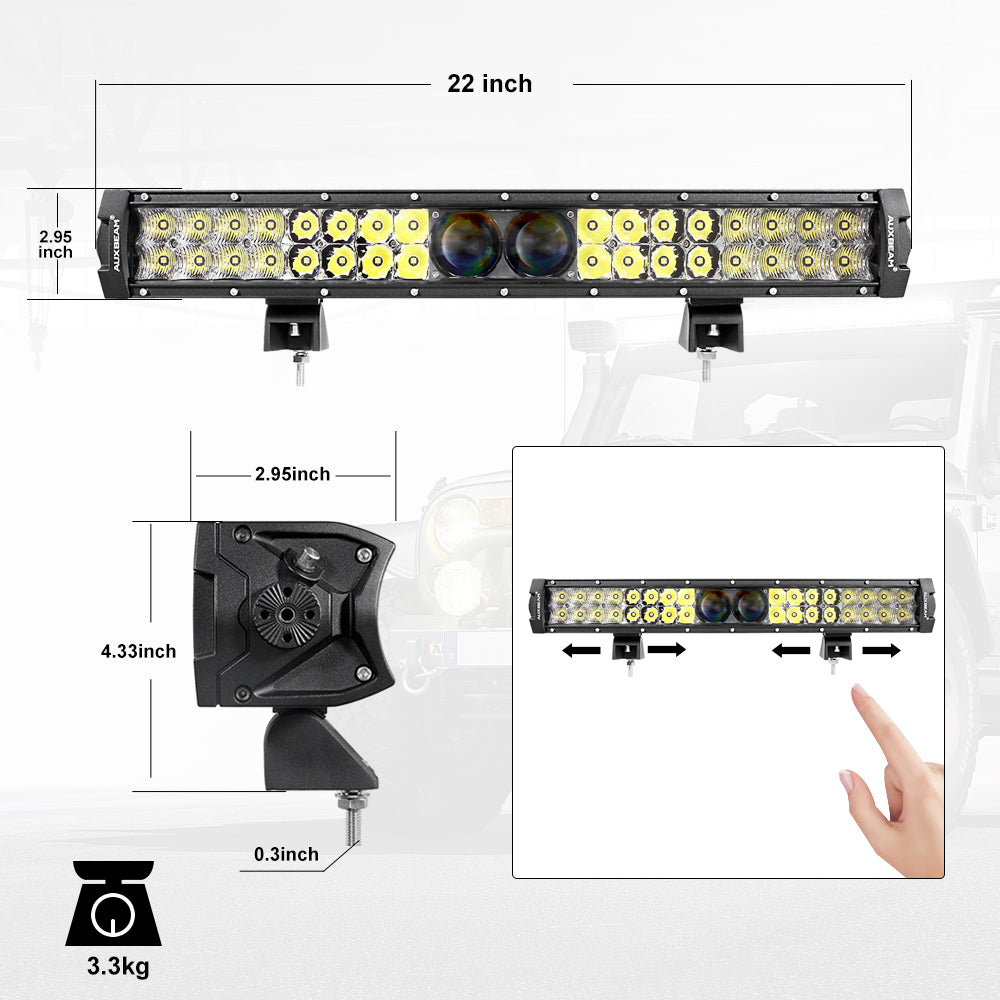 22" 5D-PRO Series Light Bar 22000LM