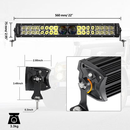 22" 5D-PRO Series Light Bar 22000LM