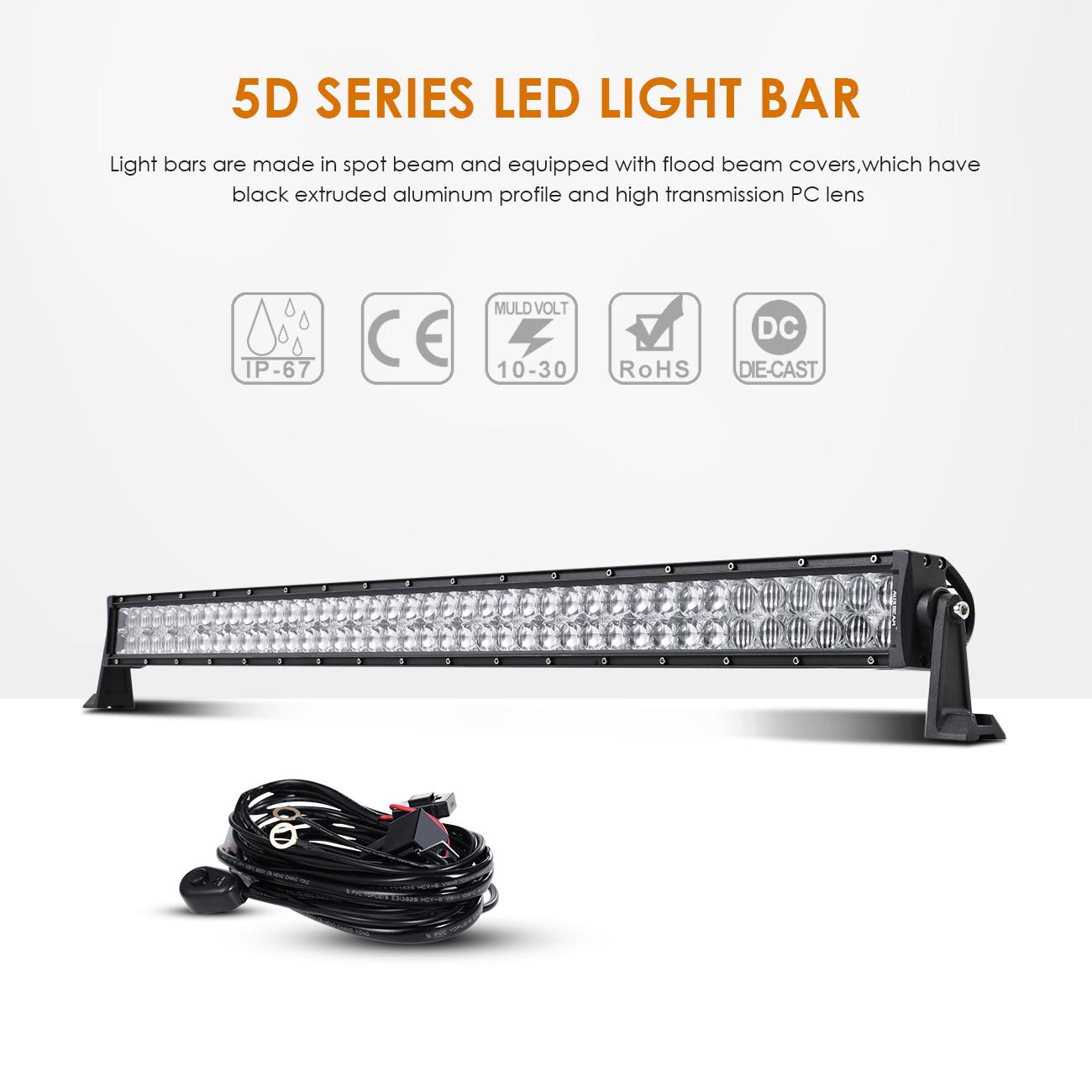 22" Curved CREE LED Light Bar 5D Lens 12000LM IP67 Rating waterproof