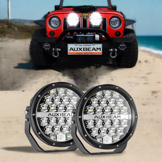 Auxbeam 7" 90W Round LED Driving Lights With DRL