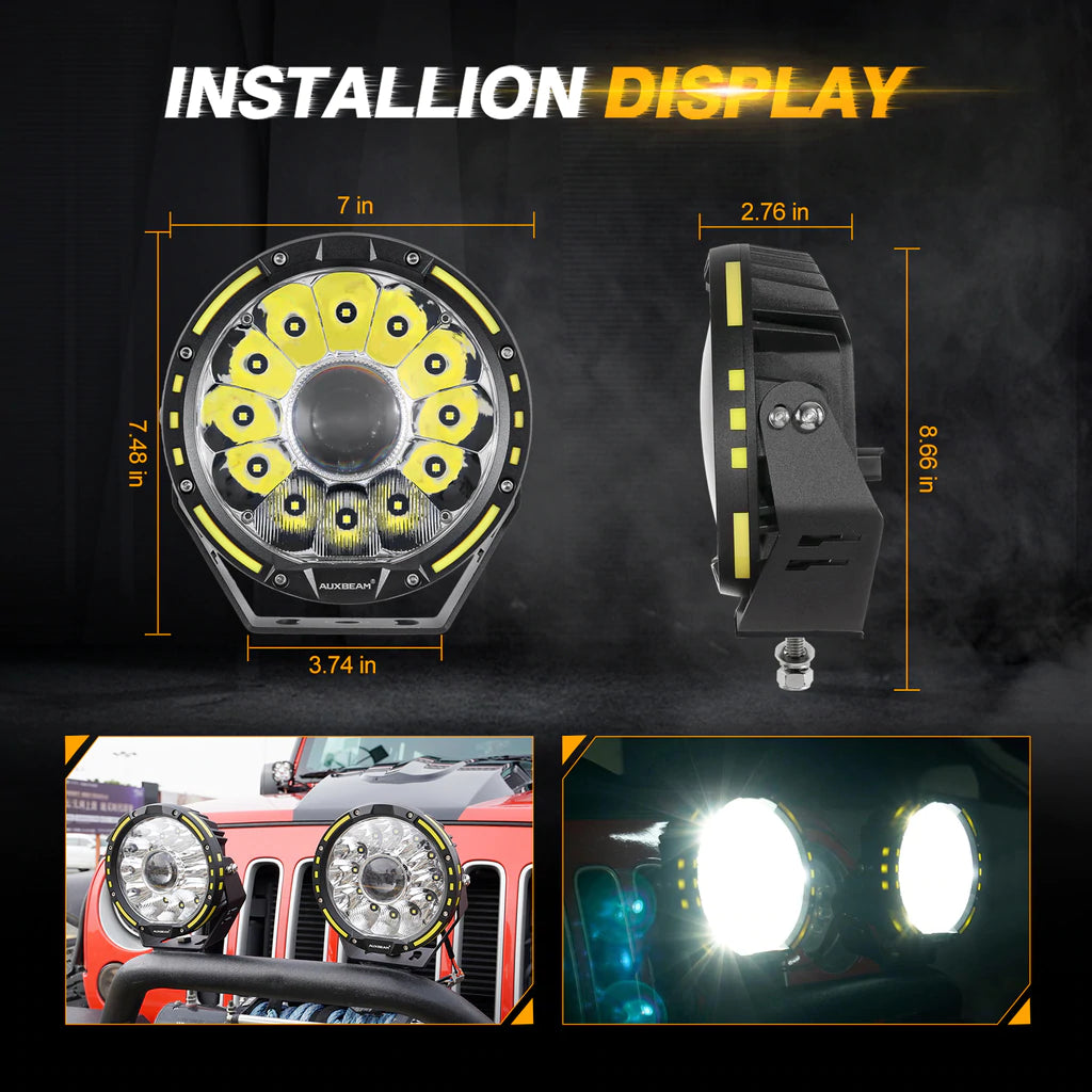 7" 360-PRO Series LED Driving Lights 250W 33332LM