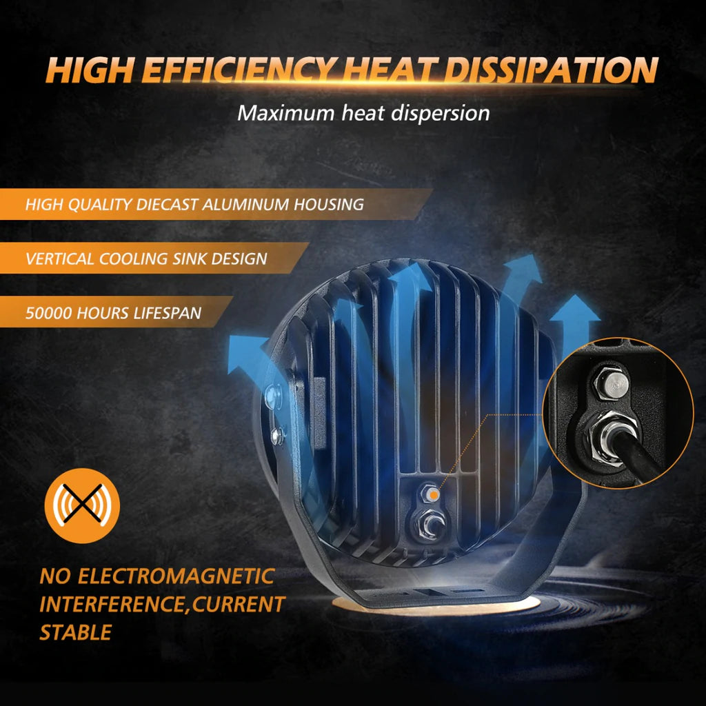 7" 90W Round LED Driving Lights With DRL